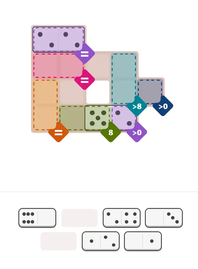 Pips hint for February 2, 2026 – medium level puzzle grid highlighting important moves and hints