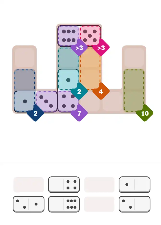 Pips hint for February 21, 2026 – medium level puzzle grid highlighting important moves and hints