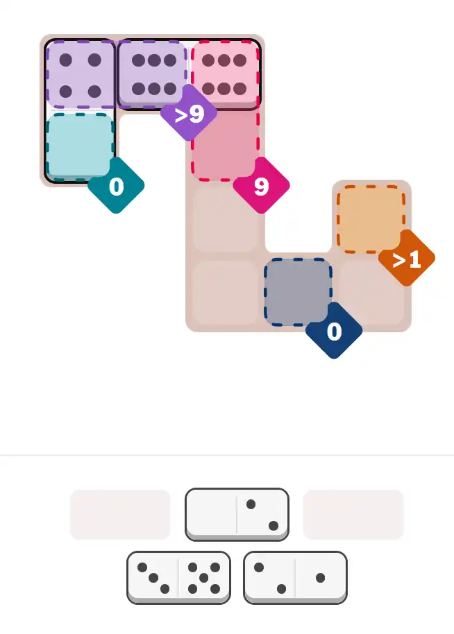 Pips hint for February 22, 2026 – easy level puzzle grid showing key first steps and strategy