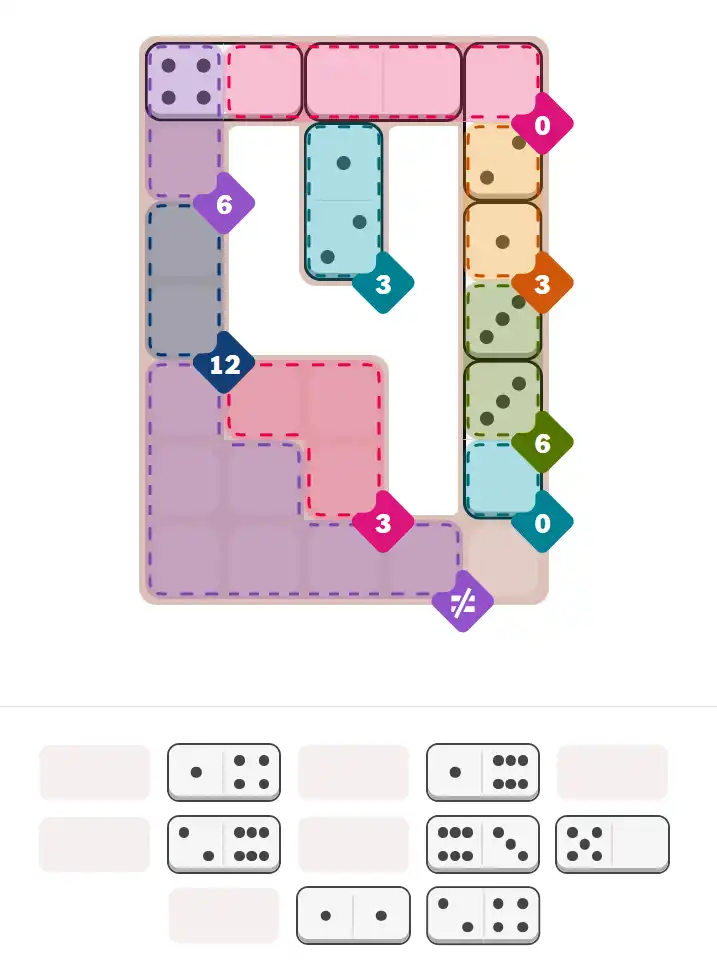 Pips hint for February 27, 2026 – hard level puzzle grid with critical first placements and strategy
