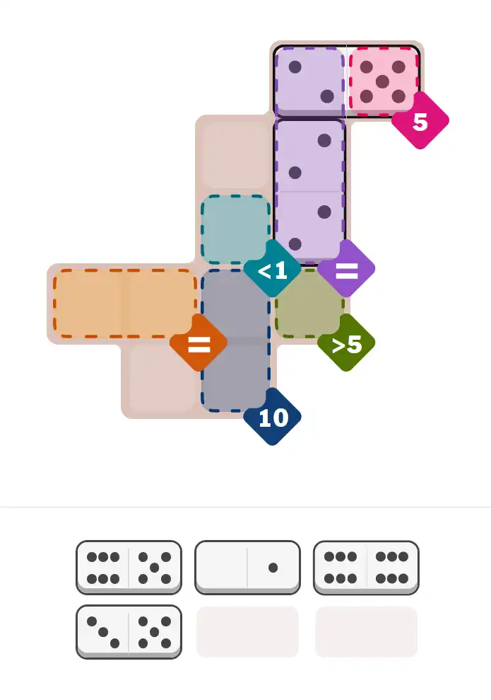 Pips hint for February 6, 2026 – easy level puzzle grid showing key first steps and strategy