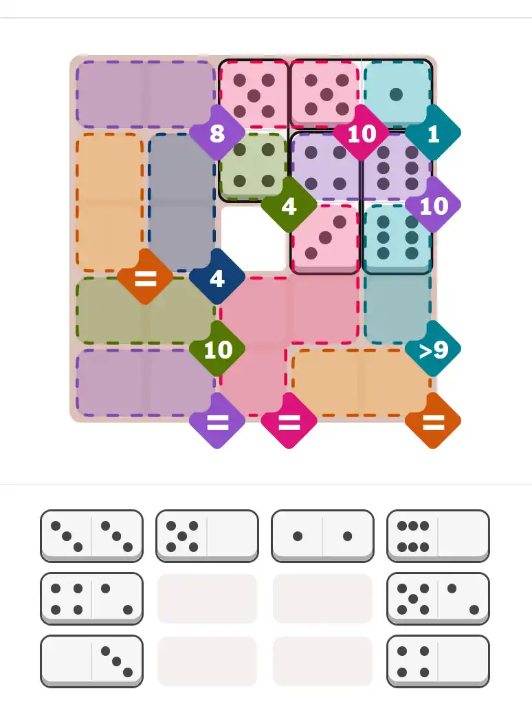 Pips hint for February 6, 2026 – hard level puzzle grid with critical first placements and strategy