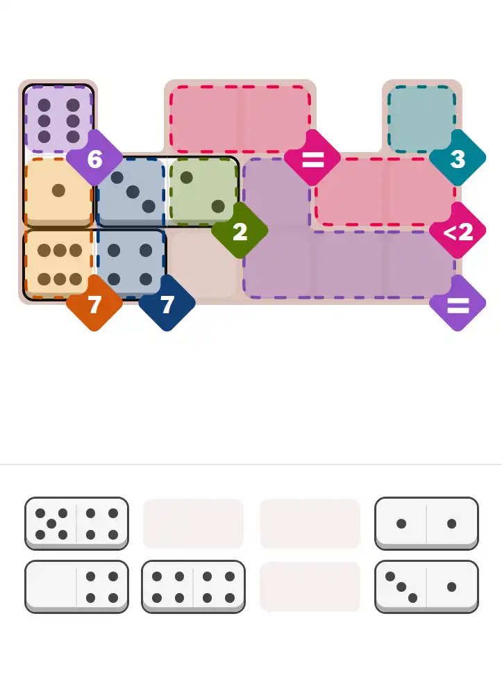 Pips hint for February 7, 2026 – medium level puzzle grid highlighting important moves and hints