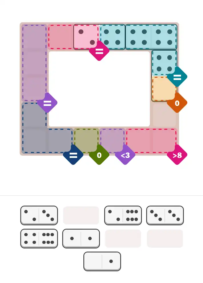 Pips hint for February 8, 2026 – medium level puzzle grid highlighting important moves and hints