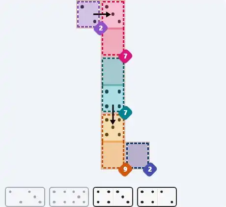 Pips hint for August 21, 2025 – easy level puzzle grid showing key first steps and strategy