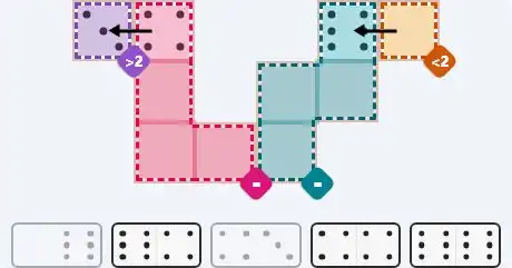 Pips hint for February 20, 2026 – easy level puzzle grid showing key first steps and strategy