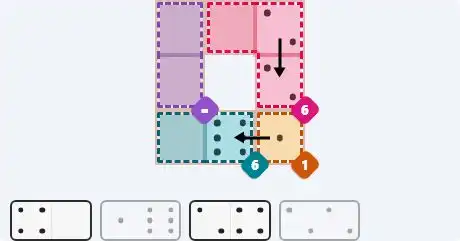 Pips hint for February 24, 2026 – easy level puzzle grid showing key first steps and strategy