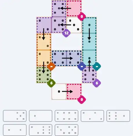 NYT Pips February 24, 2026 medium puzzle full solution grid with completed hints