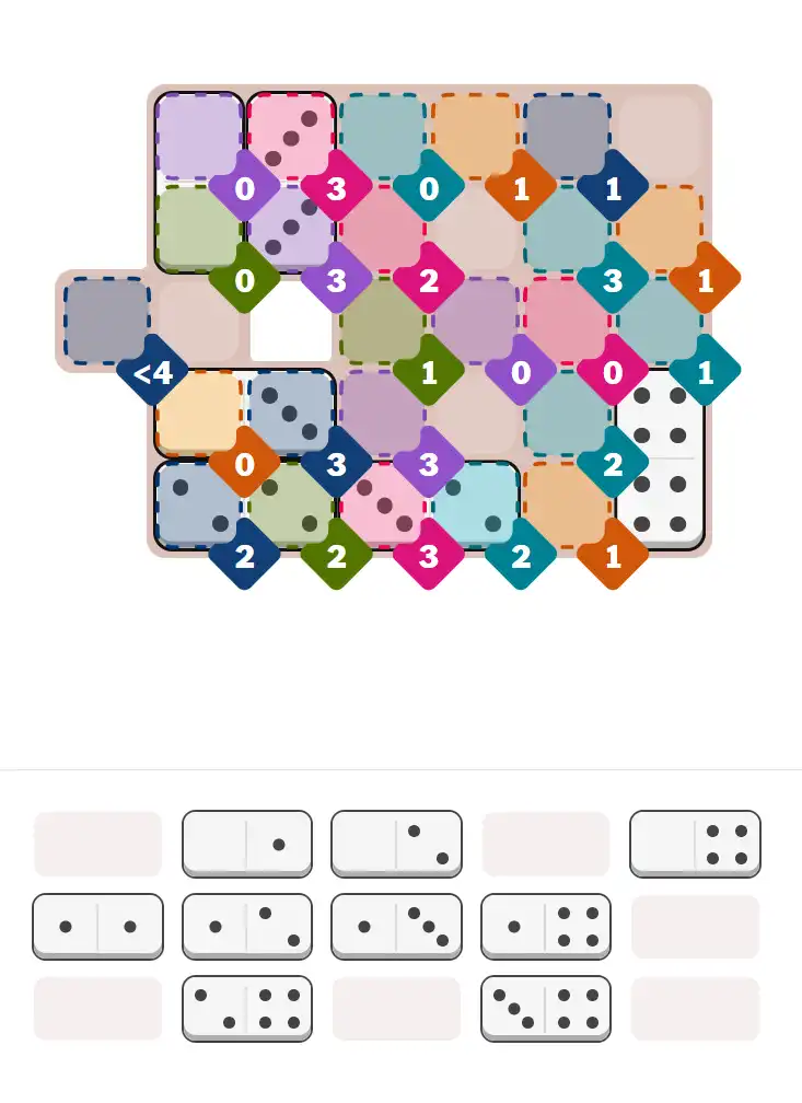 Pips hint for March 13, 2026 – hard level puzzle grid with critical first placements and strategy