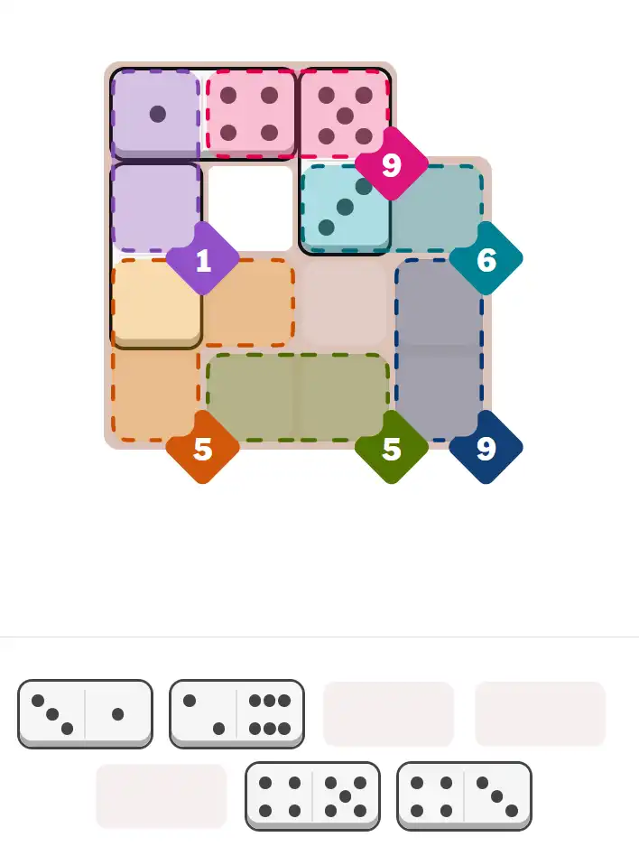 Pips hint for March 13, 2026 – medium level puzzle grid highlighting important moves and hints