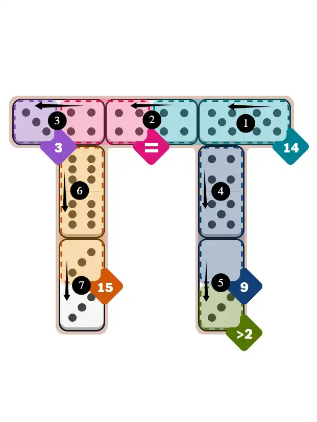 NYT Pips March 14, 2026 medium puzzle full solution grid with completed hints