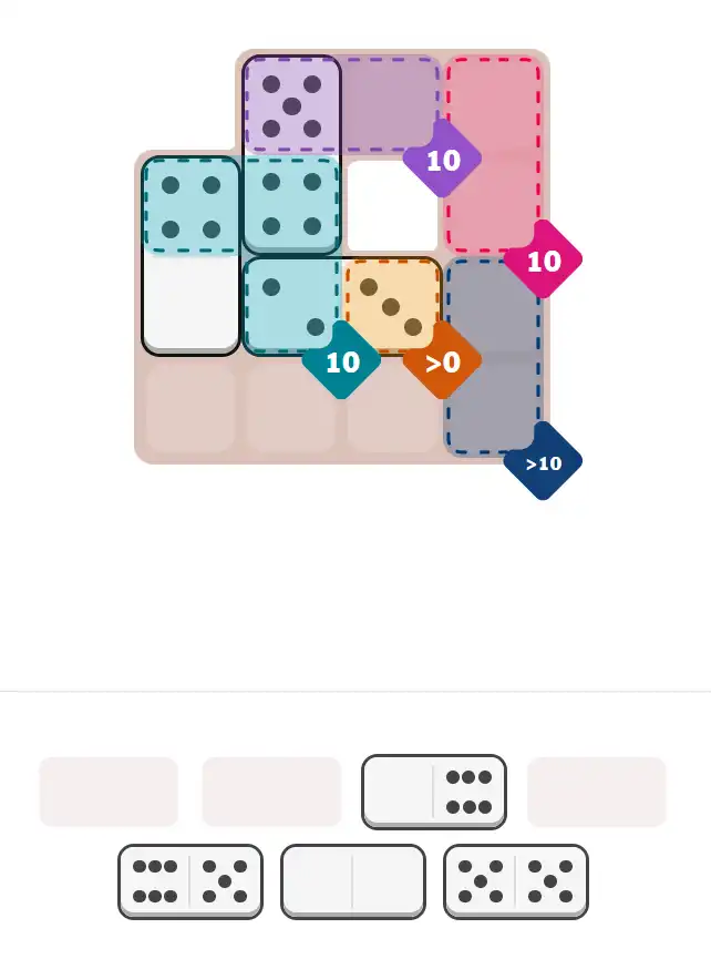 Pips hint for March 2, 2026 – medium level puzzle grid highlighting important moves and hints