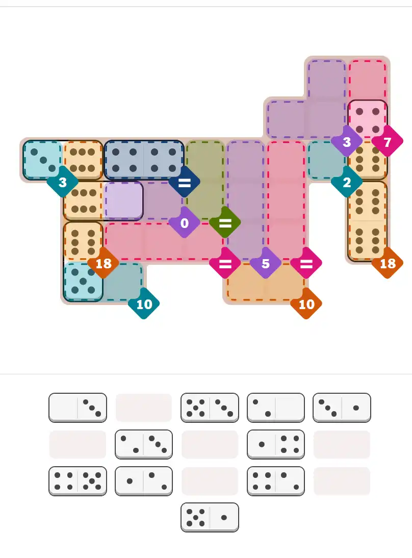 Pips hint for March 7, 2026 – hard level puzzle grid with critical first placements and strategy