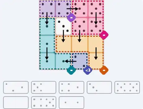 NYT Pips April 13, 2026 medium puzzle full solution grid with completed hints
