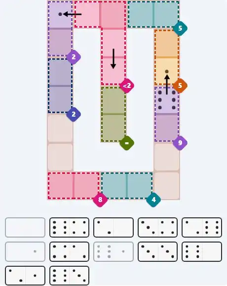Pips hint for April 19, 2026 – hard level puzzle grid with critical first placements and strategy