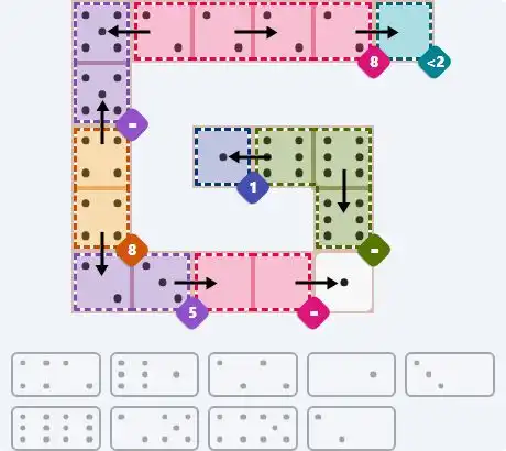 Pips hint for April 21, 2026 – medium level puzzle grid highlighting important moves and hints