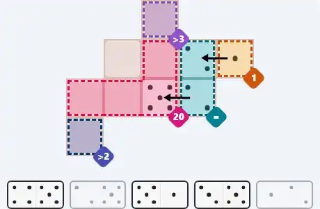 Pips hint for April 22, 2026 – easy level puzzle grid showing key first steps and strategy