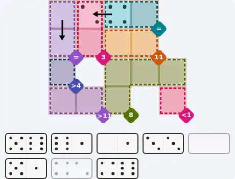 Pips hint for April 27, 2026 – medium level puzzle grid highlighting important moves and hints