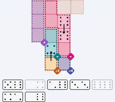 Pips hint for April 6, 2026 – medium level puzzle grid highlighting important moves and hints