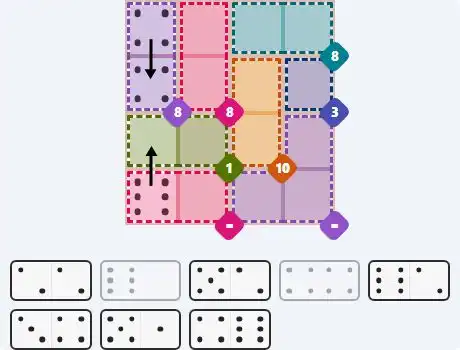 Pips hint for April 8, 2026 – medium level puzzle grid highlighting important moves and hints