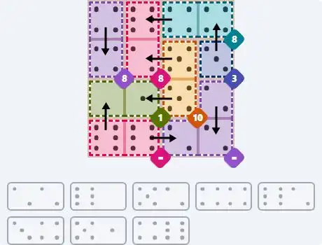 NYT Pips April 8, 2026 medium puzzle full solution grid with completed hints