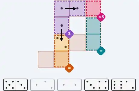 Pips hint for June 1, 2026 – easy level puzzle grid showing key first steps and strategy
