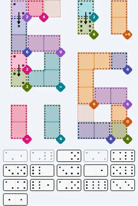 Pips hint for June 2, 2026 – hard level puzzle grid with critical first placements and strategy