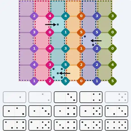 Pips hint for May 13, 2026 – hard level puzzle grid with critical first placements and strategy