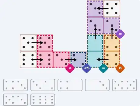 NYT Pips May 18, 2026 medium puzzle full solution grid with completed hints