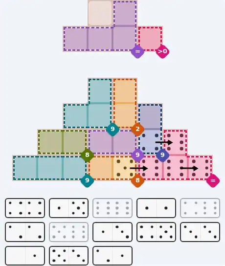 Pips hint for May 19, 2026 – hard level puzzle grid with critical first placements and strategy