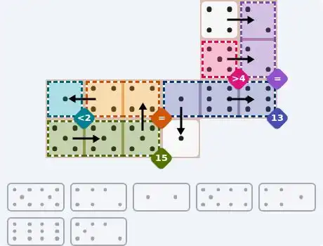 NYT Pips May 24, 2026 medium puzzle full solution grid with completed hints