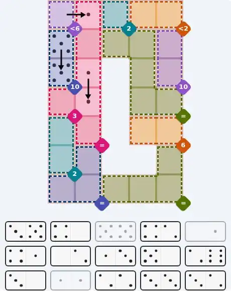 Pips hint for May 29, 2026 – hard level puzzle grid with critical first placements and strategy