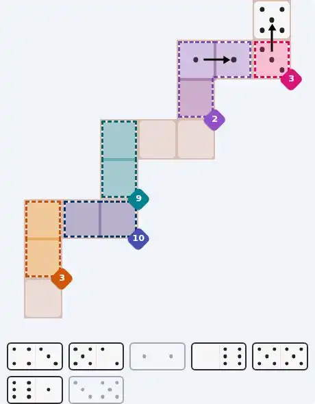 Pips hint for May 5, 2026 – medium level puzzle grid highlighting important moves and hints