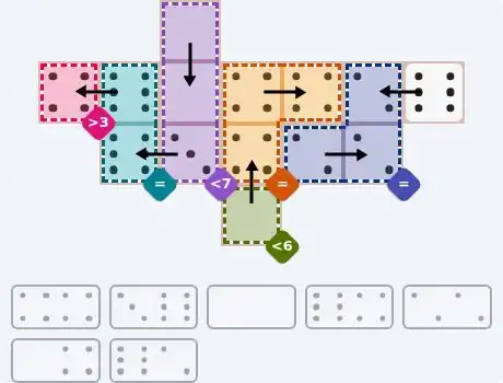 NYT Pips May 6, 2026 medium puzzle full solution grid with completed hints