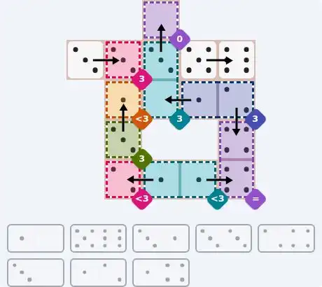 NYT Pips May 7, 2026 medium puzzle full solution grid with completed hints