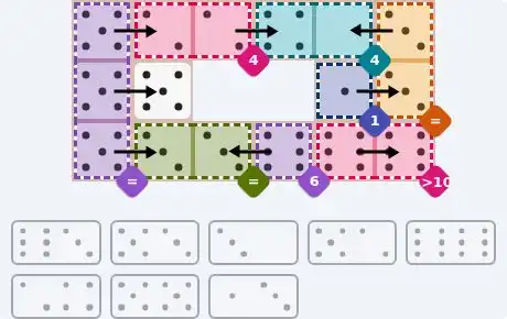 NYT Pips June 10, 2026 medium puzzle full solution grid with completed hints