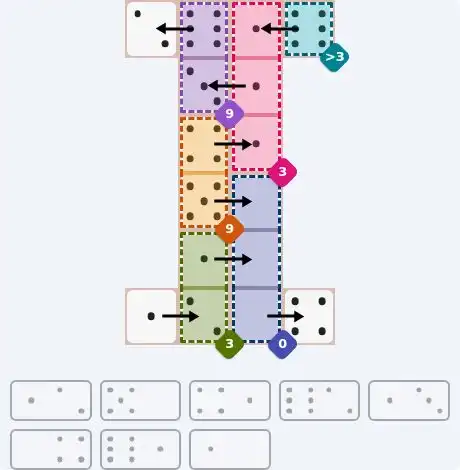 NYT Pips June 13, 2026 medium puzzle full solution grid with completed hints