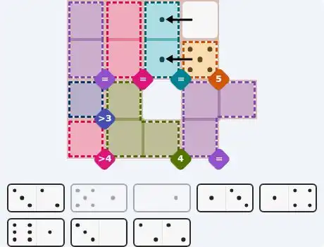 Pips hint for June 16, 2026 – medium level puzzle grid highlighting important moves and hints