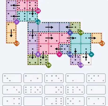 NYT Pips June 18, 2026 hard puzzle full solution grid showing final answer with hints