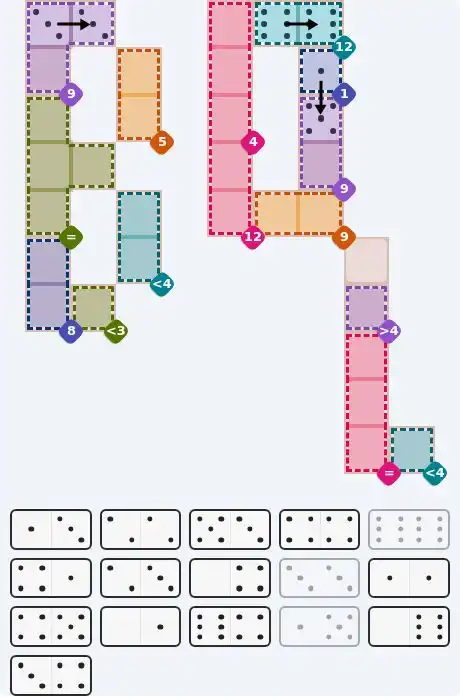 Pips hint for June 24, 2026 – hard level puzzle grid with critical first placements and strategy