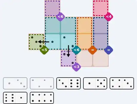 Pips hint for June 30, 2026 – medium level puzzle grid highlighting important moves and hints