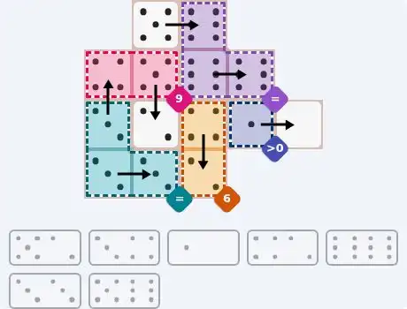 NYT Pips June 6, 2026 medium puzzle full solution grid with completed hints