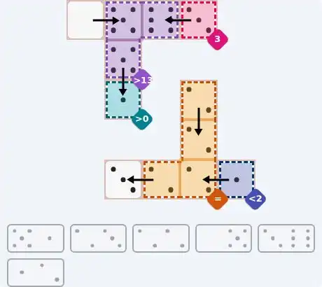 NYT Pips June 7, 2026 easy puzzle full solution grid with all hints completed