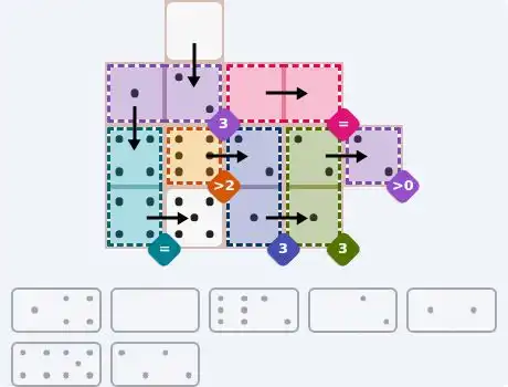NYT Pips June 7, 2026 medium puzzle full solution grid with completed hints