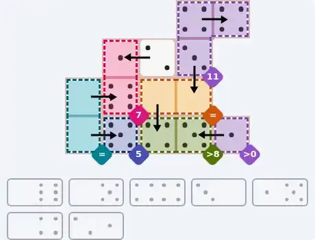 NYT Pips June 8, 2026 medium puzzle full solution grid with completed hints