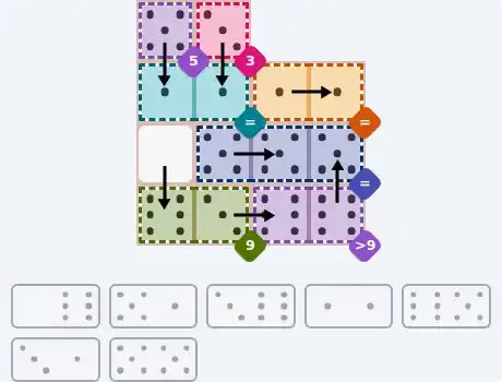 NYT Pips June 9, 2026 medium puzzle full solution grid with completed hints