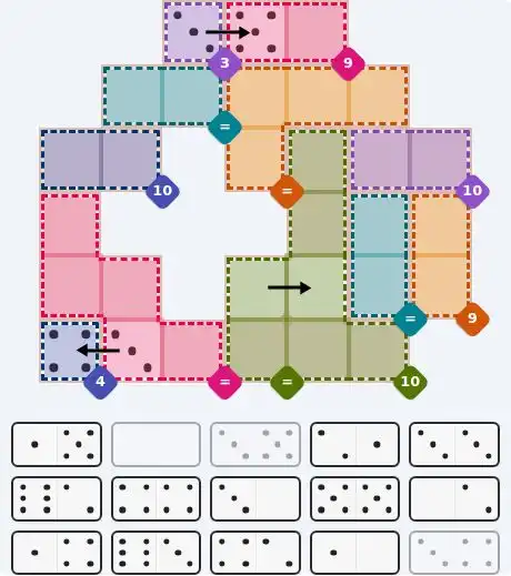 Pips hint for August 1, 2026 – hard level puzzle grid with critical first placements and strategy