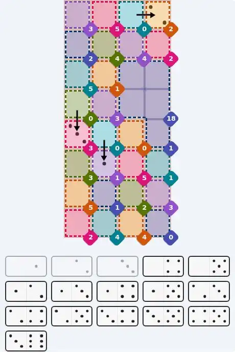 Pips hint for July 12, 2026 – hard level puzzle grid with critical first placements and strategy