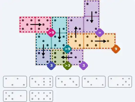 NYT Pips July 15, 2026 medium puzzle full solution grid with completed hints