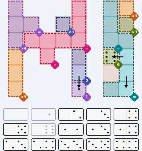 Pips hint for July 16, 2026 – hard level puzzle grid with critical first placements and strategy